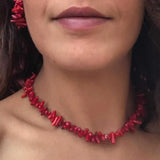 Red Coral Branch Set Reiki Amulet Zodiac Necklace
