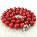 Red Coral Stone Round Beads 10mm Jewelry Necklace