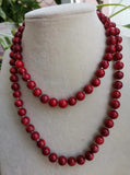 Red Coral Stone Round Beads 10mm Jewelry Necklace