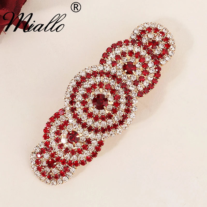 Red Crystal Barrettes Hair Clips for Women Accessories Rhinestone Hairpins