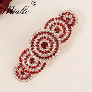 Red Crystal Barrettes Hair Clips for Women Accessories Rhinestone Hairpins