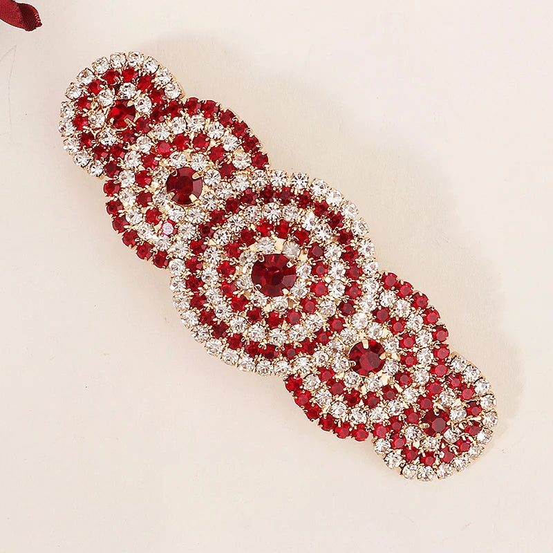 Red Crystal Barrettes Hair Clips for Women Accessories Rhinestone Hairpins