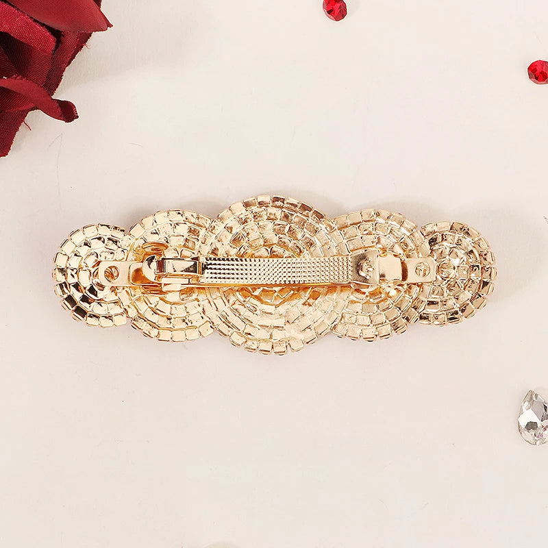 Red Crystal Barrettes Hair Clips for Women Accessories Rhinestone Hairpins