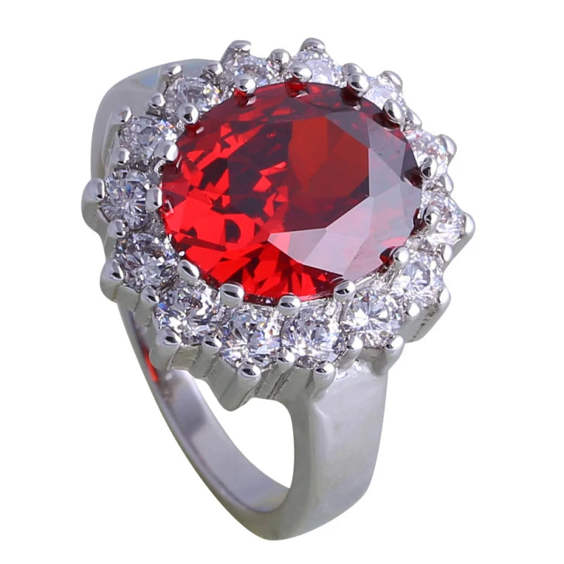 Red Garnet Women's Ring Silver Filled R2112