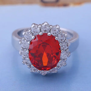 Red Garnet Women's Ring Silver Filled R2112
