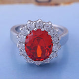 Red Garnet Women's Ring Silver Filled R2112