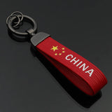 Red Leather Chinese Flag Key Chains for Women Couple