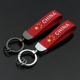Red Leather Chinese Flag Key Chains for Women Couple
