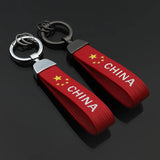 Red Leather Chinese Flag Key Chains for Women Couple