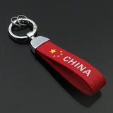 Red Leather Chinese Flag Key Chains for Women Couple