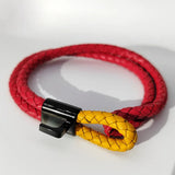 Red Leather Woven Bracelet Stainless Steel Buckle Girl Women Gift