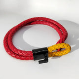 Red Leather Woven Bracelet Stainless Steel Buckle Girl Women Gift