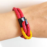 Red Leather Woven Bracelet Stainless Steel Buckle Girl Women Gift