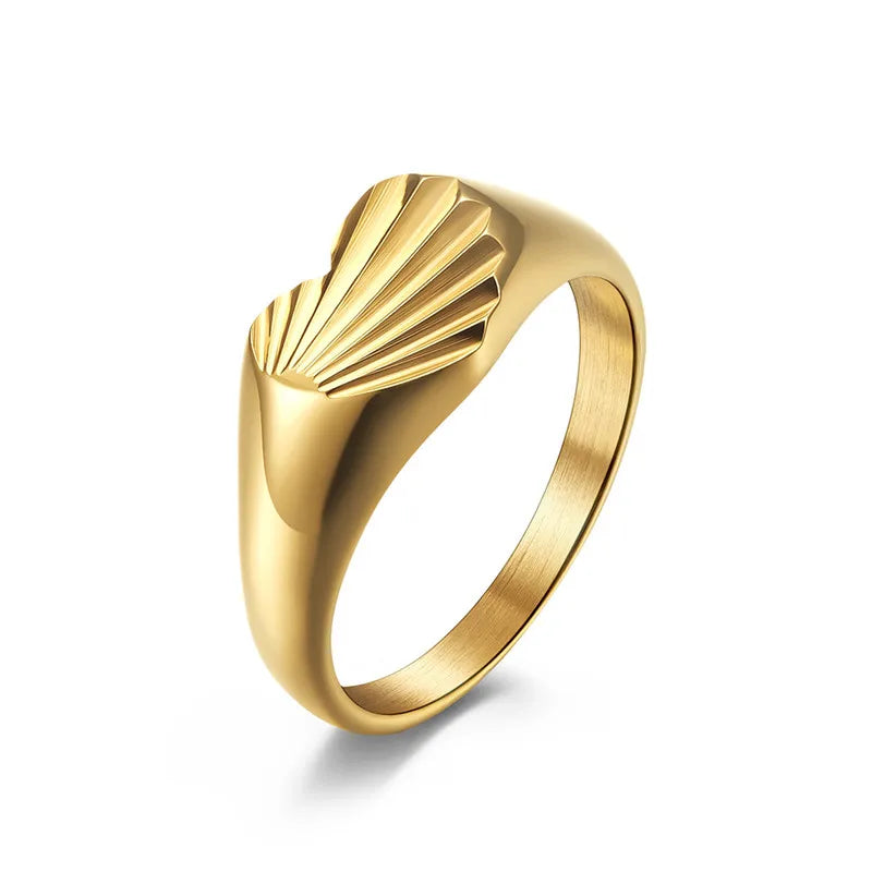 Heart-Shaped Promise Ring Stainless Steel High Polished