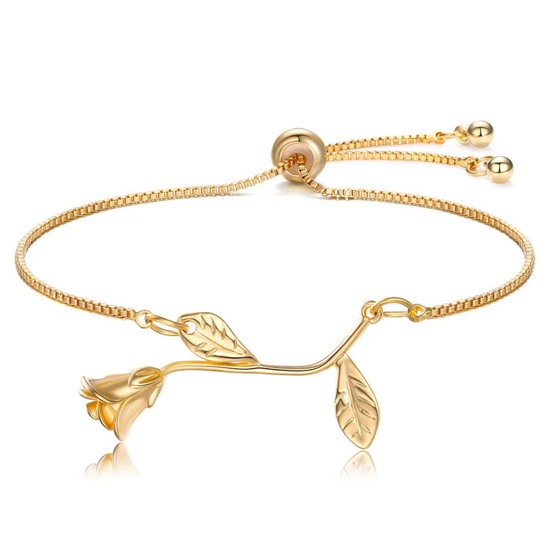 Rose Bangle Bracelet with CZ for Women