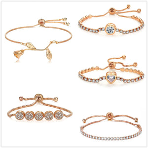 Rose Bangle Bracelet with CZ for Women
