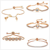 Rose Bangle Bracelet with CZ for Women