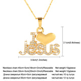 Religious I Love Jesus Pendant Necklace for Women Gold/Rose Christian Jewelry