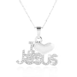 Religious I Love Jesus Pendant Necklace for Women Gold/Rose Christian Jewelry