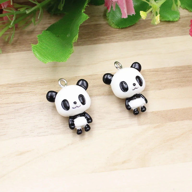 Resin Panda Pendants Charms for Kids Jewelry DIY 20pcs