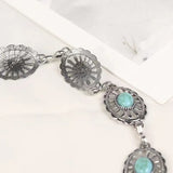 Bohemian Silver Metal Waist Chain Turquoise Dress Belt