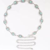 Bohemian Silver Metal Waist Chain Turquoise Dress Belt