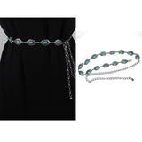 Bohemian Silver Metal Waist Chain Turquoise Dress Belt
