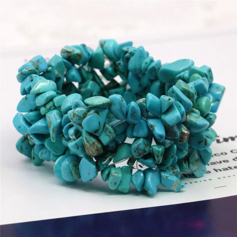 5x7mm Turquoise Gravel Bracelet Irregular Beads 7.5inch