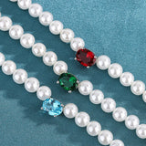 Fritillary Pearl Necklace Red Crystal Pendant Gift