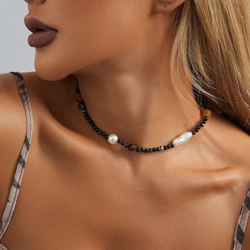 Retro Pearl Stone Necklace for Women - Party Gift Jewelry