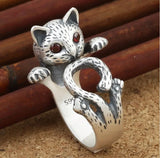 Vintage Thia Silver Cat 925 Sterling Silver Adjustable Ring