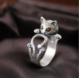 Vintage Thia Silver Cat 925 Sterling Silver Adjustable Ring