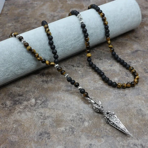 Retro Men's Beaded Arrow Pendant Necklace Jewelry