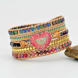 Hand-Woven Green Crystal Boho Bracelet