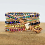 Hand-Woven Green Crystal Boho Bracelet