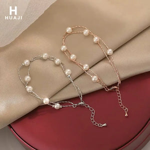 Retro Pearl String Bracelet Charm Letters Bracelet