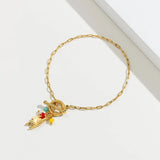 Red Pine Stone Bull Horn Bracelet For Women