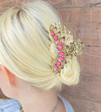 Retro Rhinestone Metal Hair Claw Crab Clip Crystal Barrette Hairpin