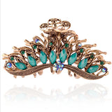 Retro Rhinestone Metal Hair Claw Crab Clip Crystal Barrette Hairpin