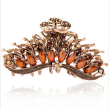 Retro Rhinestone Metal Hair Claw Crab Clip Crystal Barrette Hairpin