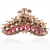 Retro Rhinestone Metal Hair Claw Crab Clip Crystal Barrette Hairpin