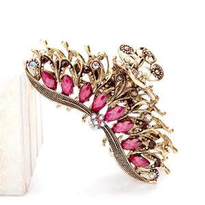 Retro Rhinestone Metal Hair Claw Crab Clip Crystal Barrette Hairpin