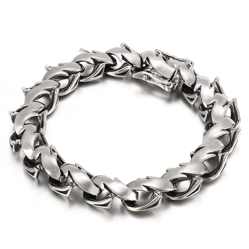 Silver Chain Bracelet Stainless Steel Dragon Jewelry Gift