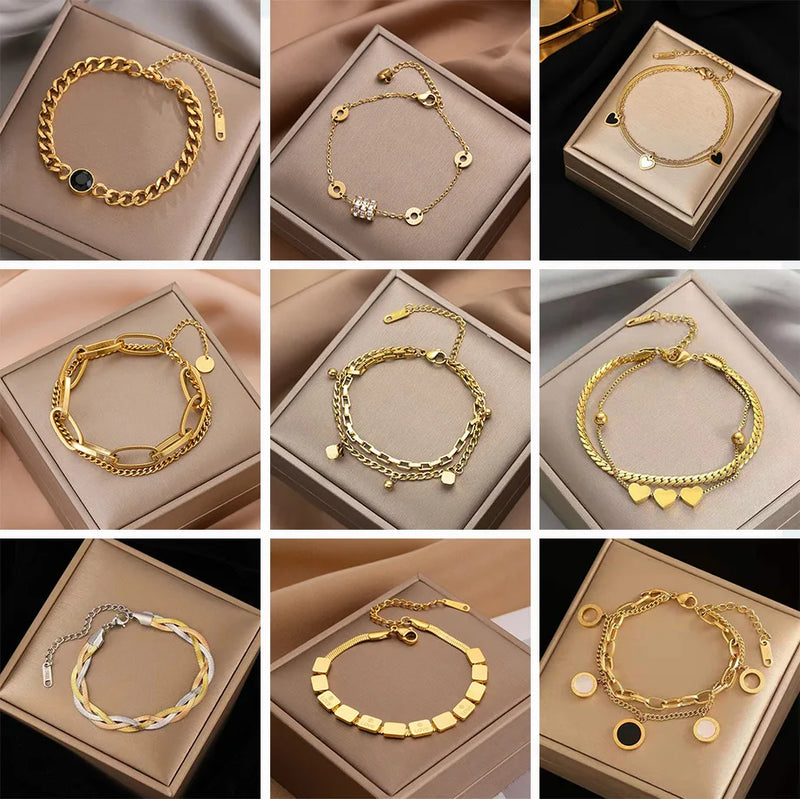 Retro Senior Double Thick Chain Bracelet Female Mixed