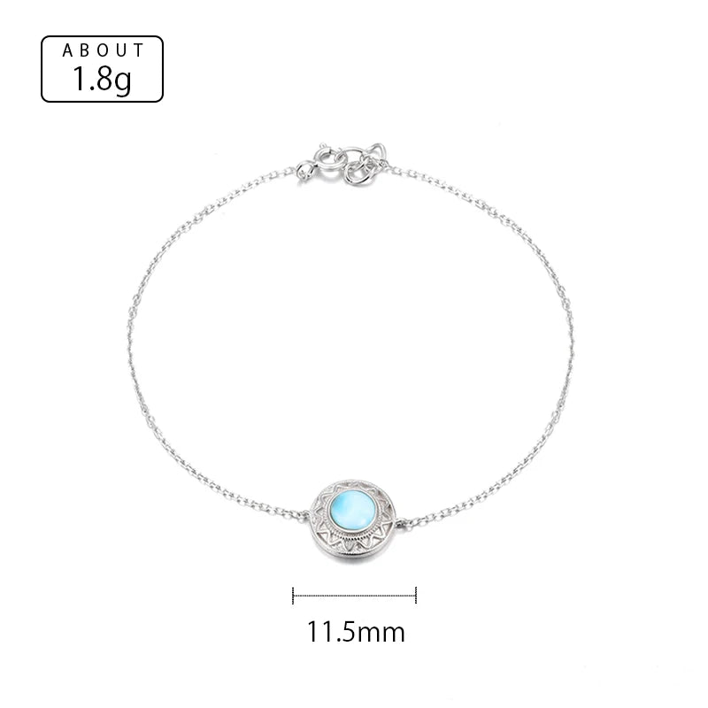 925 Silver Larimar Bracelet Bangle Retro Style Gemstone Jewelry
