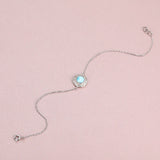 925 Silver Larimar Bracelet Bangle Retro Style Gemstone Jewelry