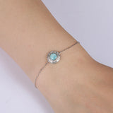 925 Silver Larimar Bracelet Bangle Retro Style Gemstone Jewelry