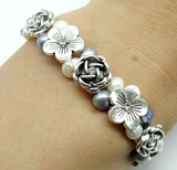 Natural Pearl Bangle Bracelet Women Wedding Fine Hand Jewellery A27