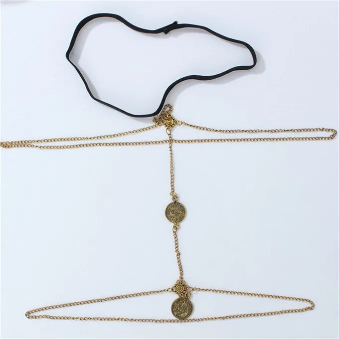 Retro Women Jewelry Tassel Coin Body Chain Foot Jewelry