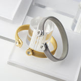 Rhinestone Bangle Open Cuff Roman Numerals Bracelet Stainless Steel Women